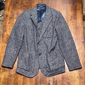 Zachary Prell Blazer Mens Size 40 Blue Wool Tweed Unconstructed Cardigan Jacket